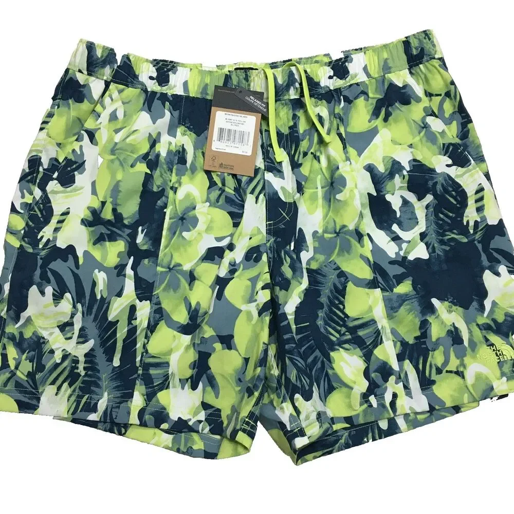 The North Face Shorts Men XL Class V Green Camo Print Fishing Hiking Gorpcore